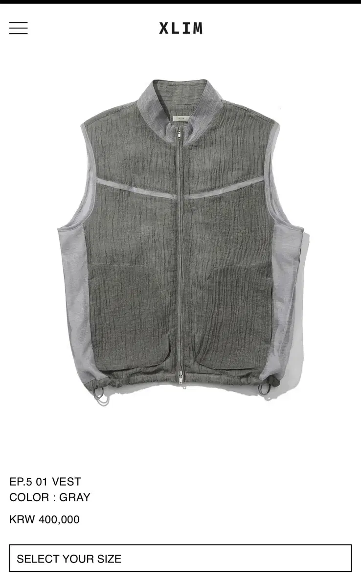 トップス XLIM / EP5 01 vest black XLIM Gray EP.5 01 Vest XLIM
